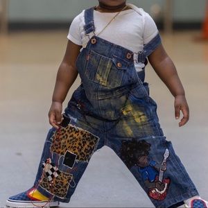 Custom painted Denim overalls
